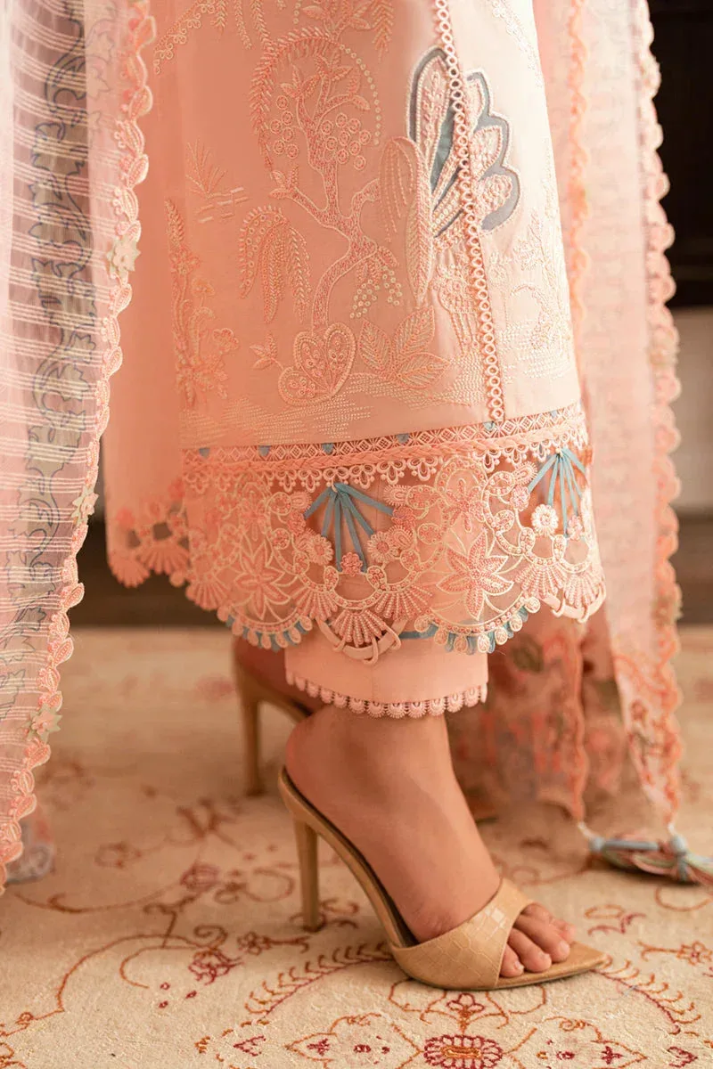 Qalamkar Luxury Lawn Eid Edit Light Pink Jacquard – view 5 – Poshaq