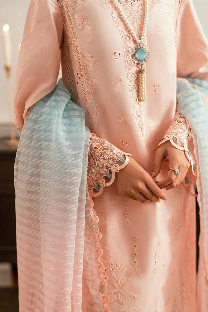 Qalamkar Luxury Lawn Eid Edit Light Pink Jacquard – view 6 – Poshaq