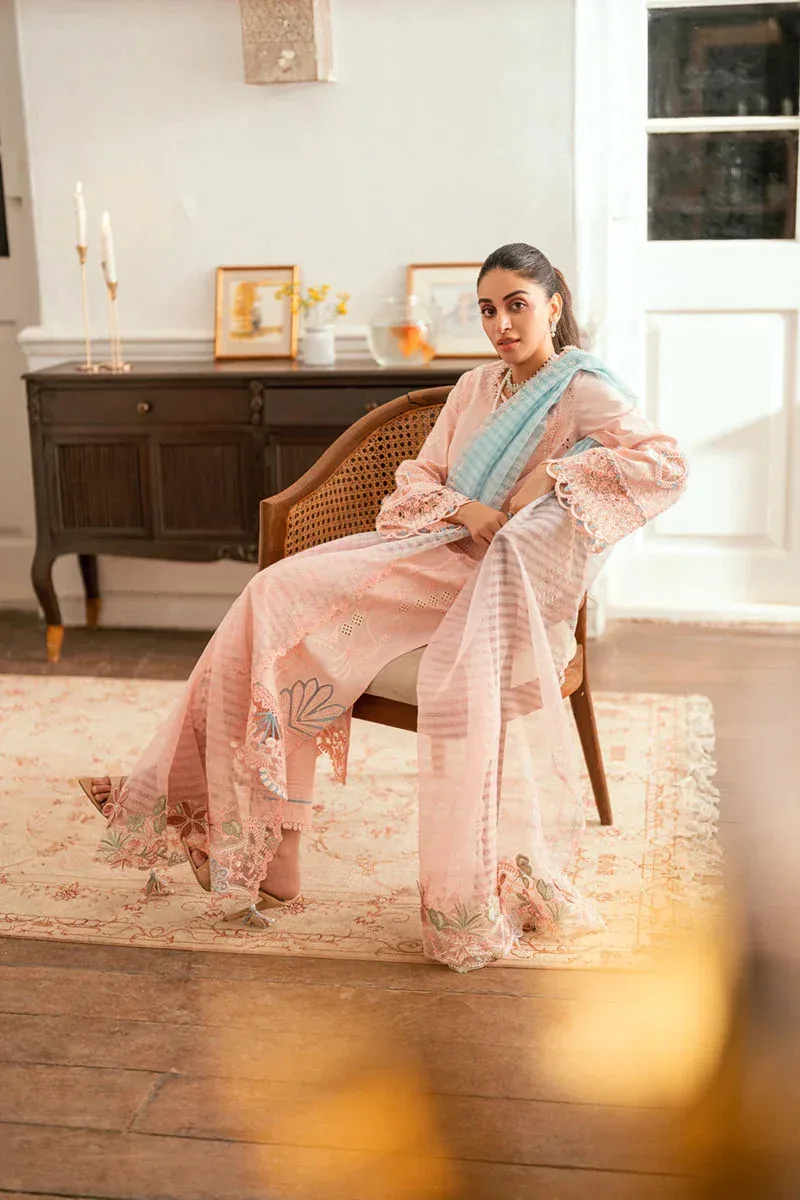 Qalamkar Luxury Lawn Eid Edit Light Pink Jacquard – view 7 – Poshaq