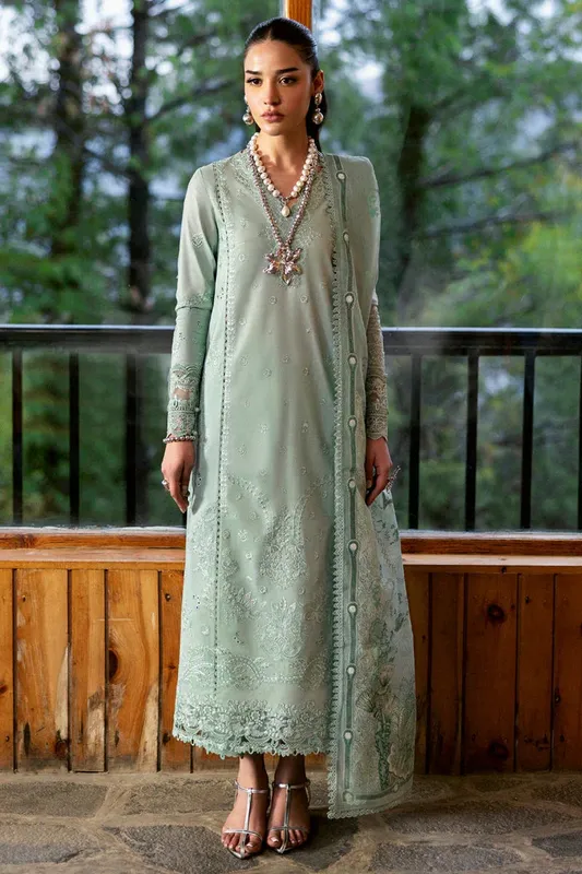 Qalamkar Qlinekari Lawn Grey Jacquard – view 1 – Poshaq