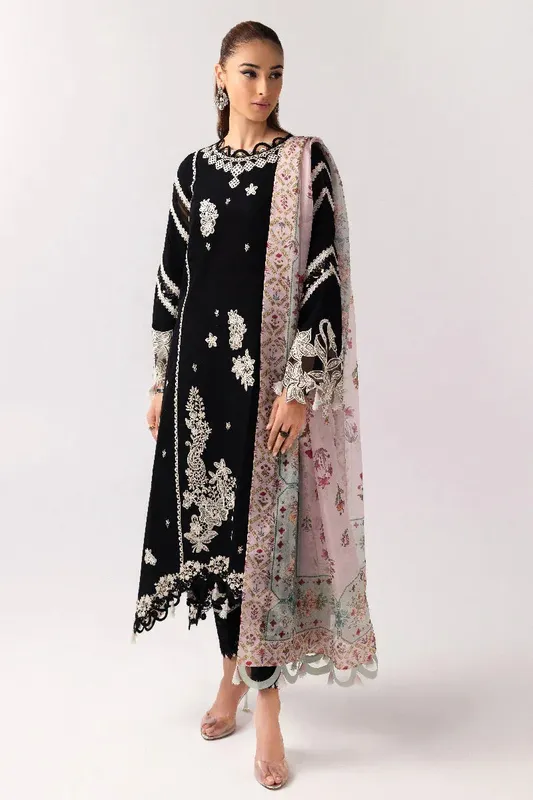Qalamkar Basic Pret 25 Black Jacquard – view 1 – Poshaq