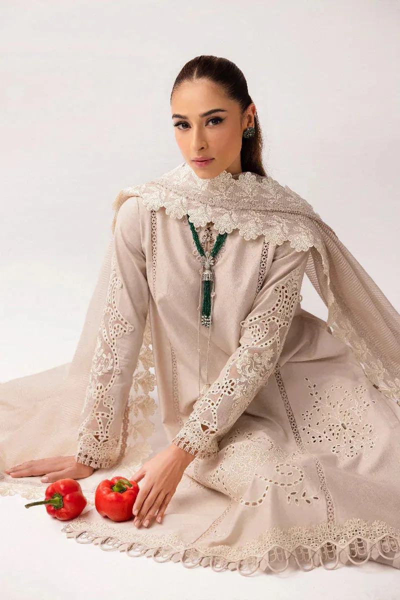 Qalamkar Basic Pret 25 Off White Jacquard – view 3 – Poshaq