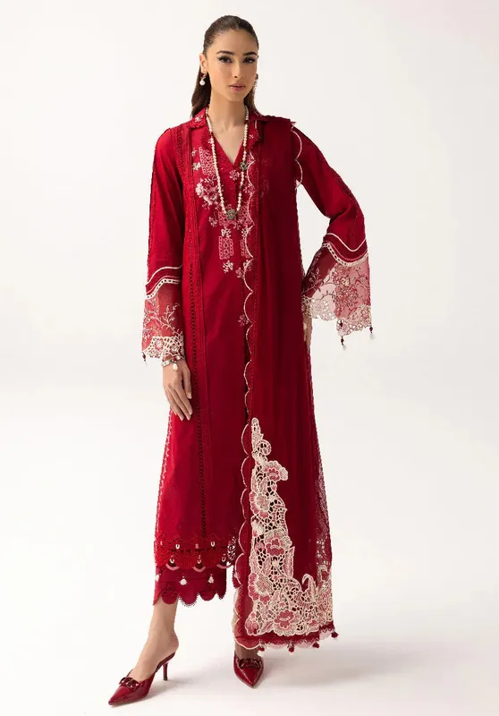 Qalamkar Basic Pret 25 Maroon Cotton – view 1 – Poshaq