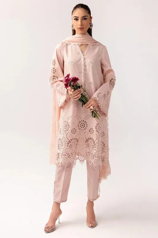Qalamkar Basic Pret 25 Pink Chiffon – view 1 – Poshaq