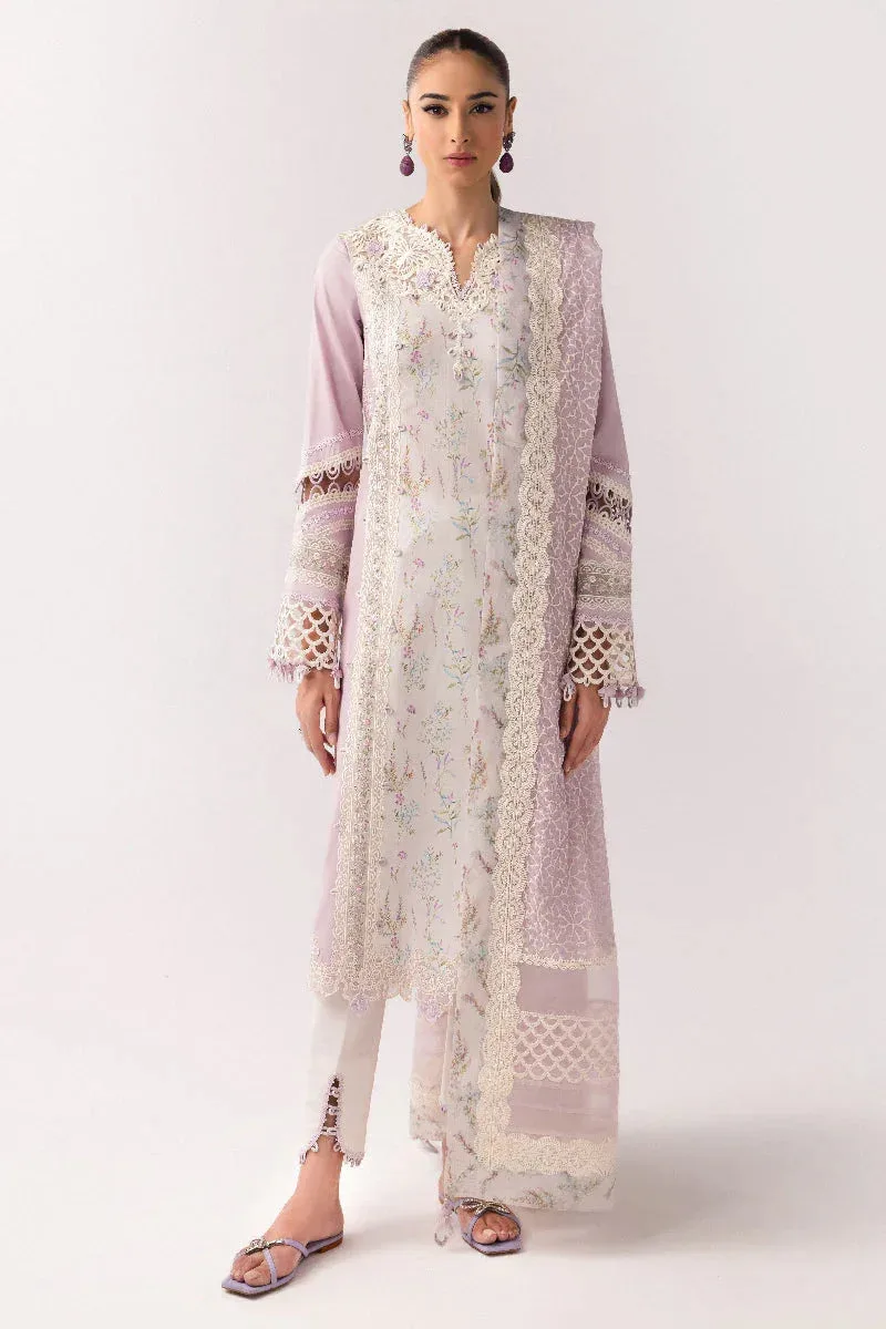 Qalamkar Basic Pret 25 Soft Lilac Organza – view 1 – Poshaq