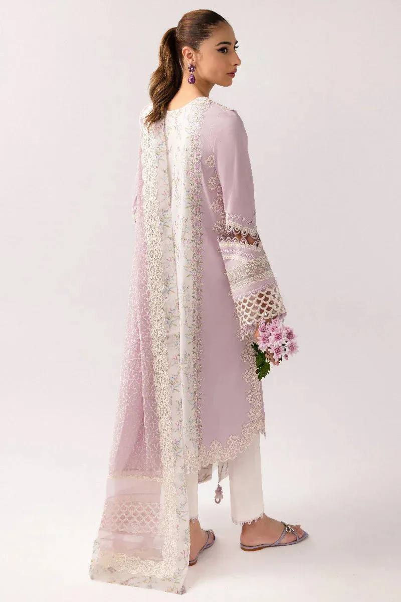 Qalamkar Basic Pret 25 Soft Lilac Organza – view 2 – Poshaq