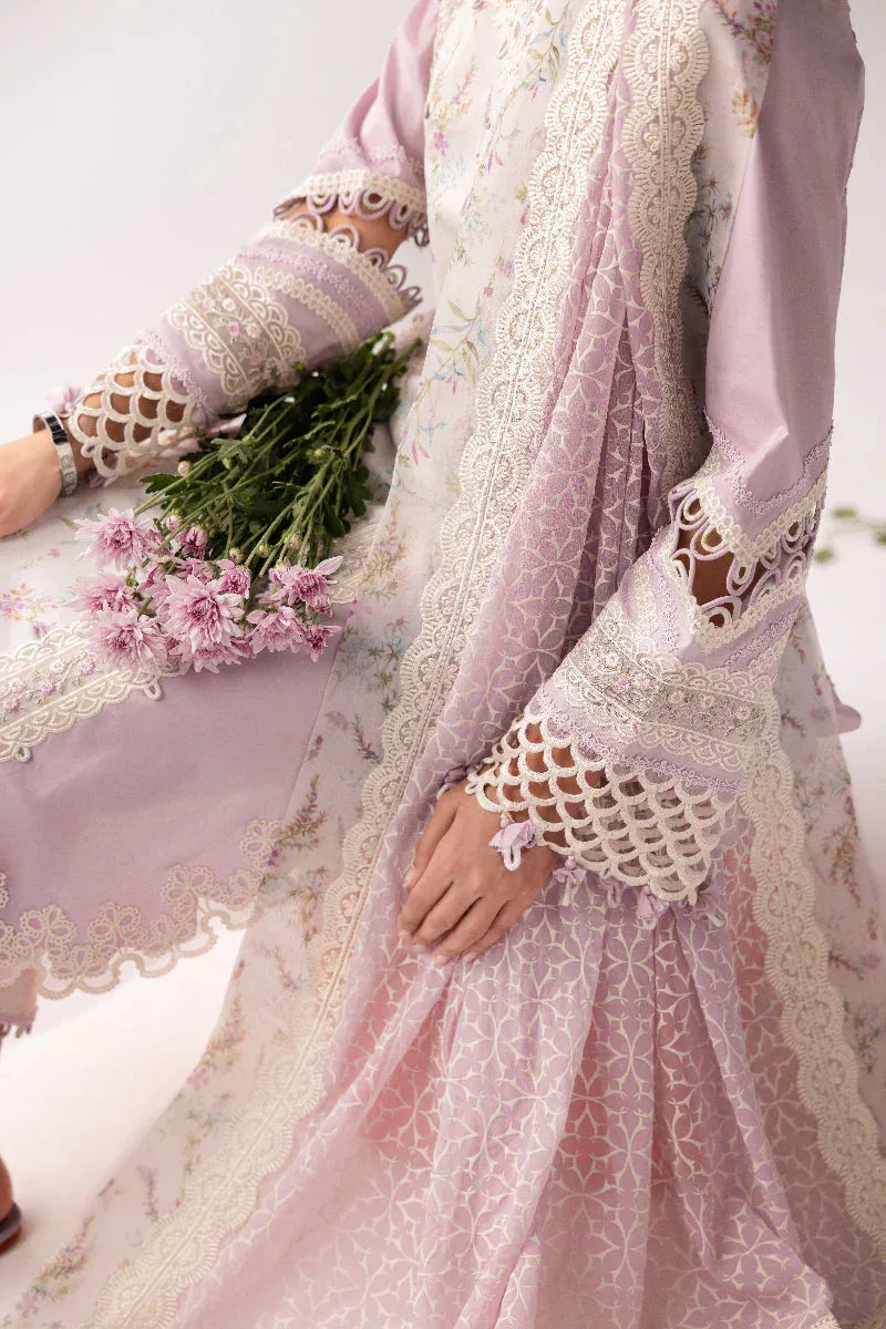 Qalamkar Basic Pret 25 Soft Lilac Organza – view 3 – Poshaq