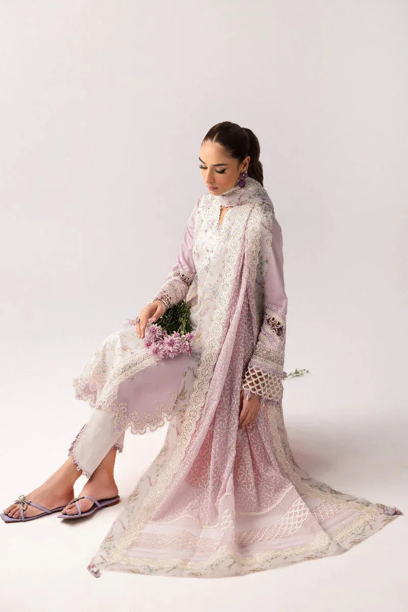 Qalamkar Basic Pret 25 Soft Lilac Organza – view 4 – Poshaq