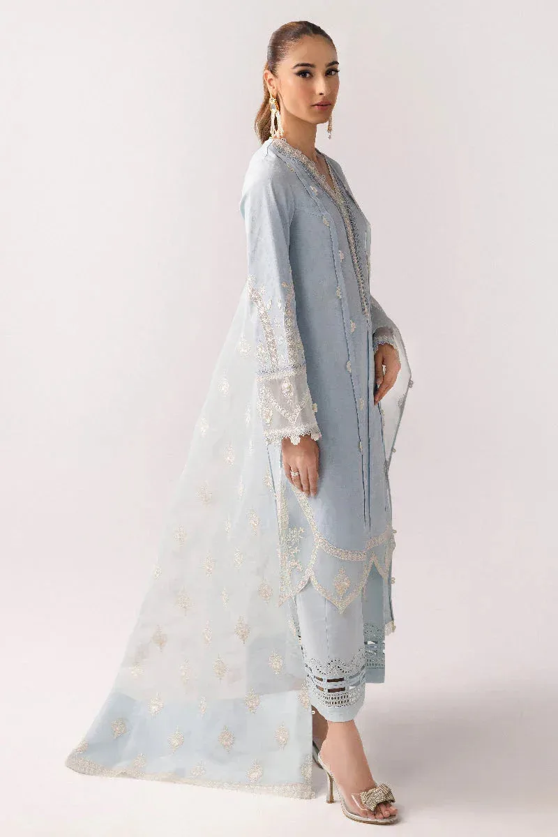 Qalamkar Basic Pret 25 Light Blue Jacquard – view 2 – Poshaq