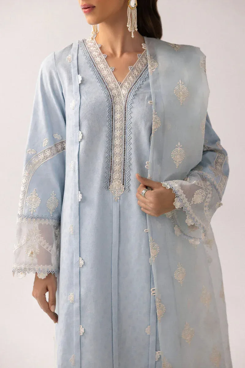 Qalamkar Basic Pret 25 Light Blue Jacquard – view 3 – Poshaq