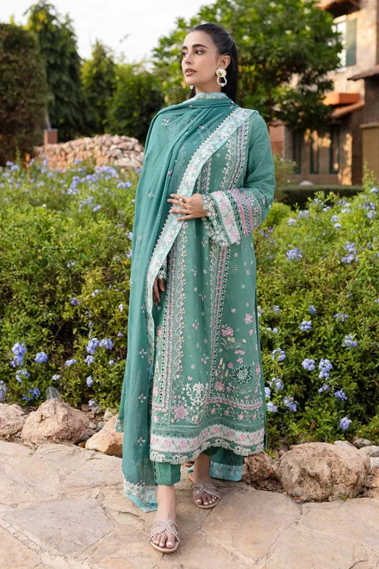 Qalamkar Q Line Lawn 25 Mint Green Chiffon – view 1 – Poshaq