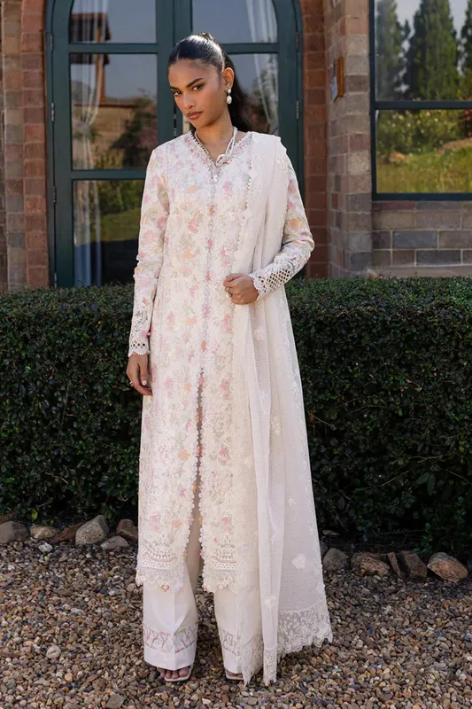 Qalamkar Q Line Lawn 25 White Jacquard – view 1 – Poshaq