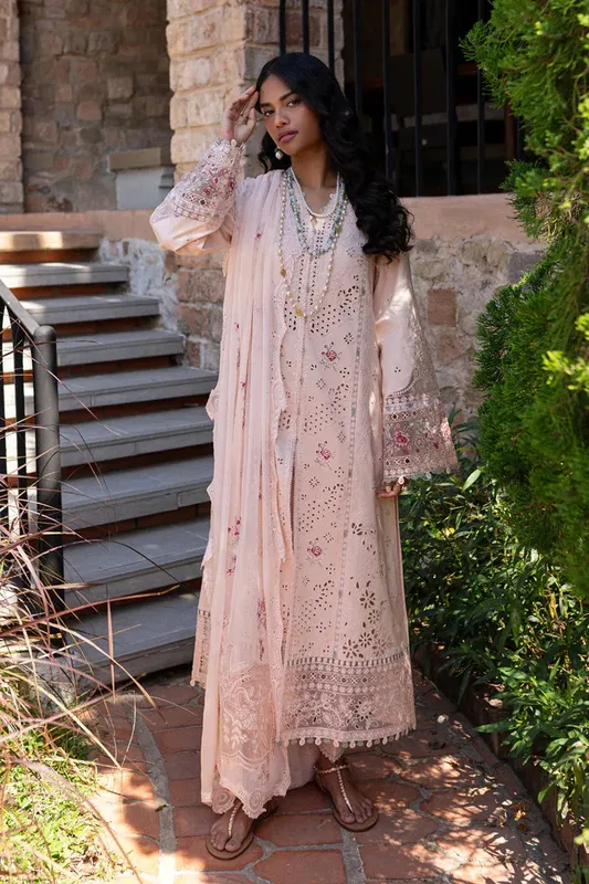 Qalamkar Q Line Lawn 25 Pink Chiffon – view 1 – Poshaq