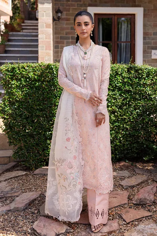 Qalamkar Q Line Lawn 25 Pink Lawn – view 1 – Poshaq