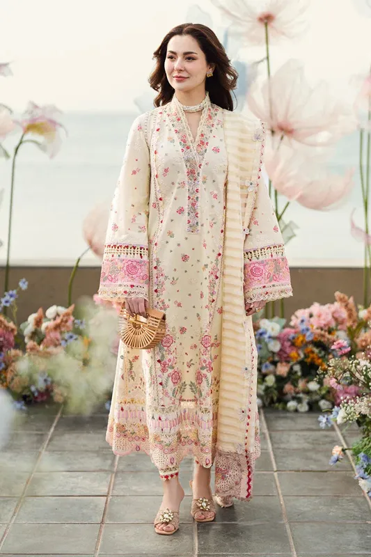 Qalamkar Sahil Luxury Lawn Cream Jacquard – view 1 – Poshaq