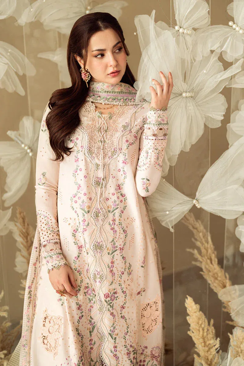 Qalamkar Sahil Luxury Lawn Pinkish Gray Lawn – view 3 – Poshaq