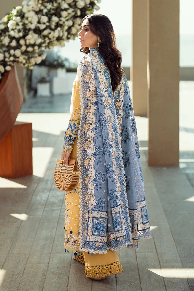 Qalamkar Sahil Luxury Lawn Mustard Yellow Cotton – view 2 – Poshaq