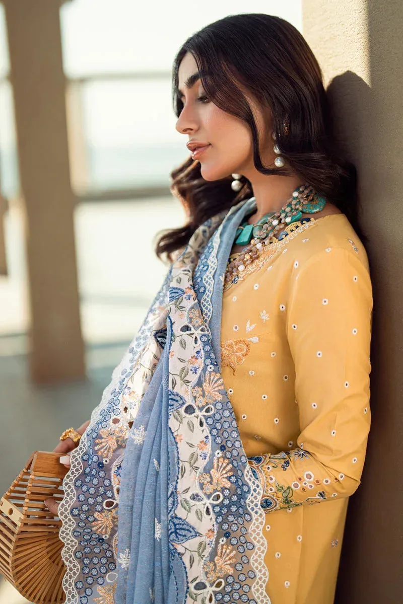Qalamkar Sahil Luxury Lawn Mustard Yellow Cotton – view 5 – Poshaq