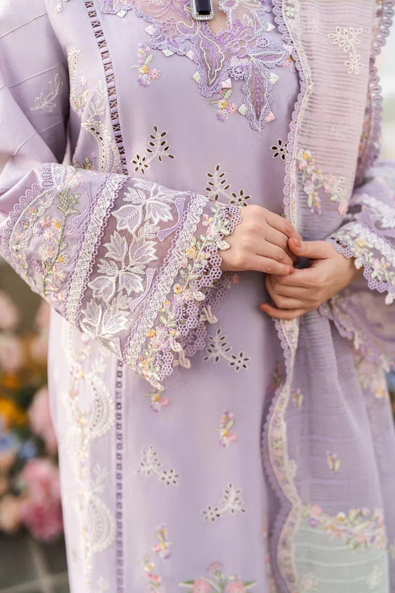 Qalamkar Sahil Luxury Lawn Lilac Jacquard – view 3 – Poshaq
