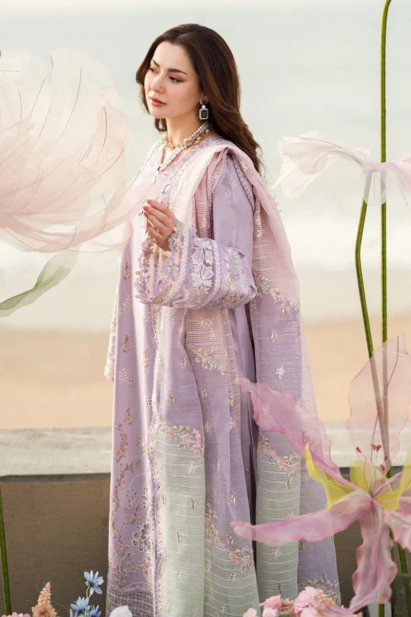 Qalamkar Sahil Luxury Lawn Lilac Jacquard – view 5 – Poshaq