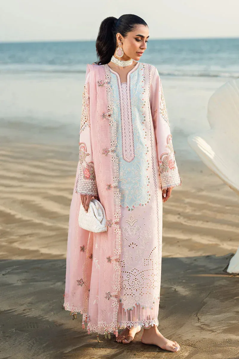 Qalamkar Sahil Luxury Lawn Light Pink Organza – view 2 – Poshaq