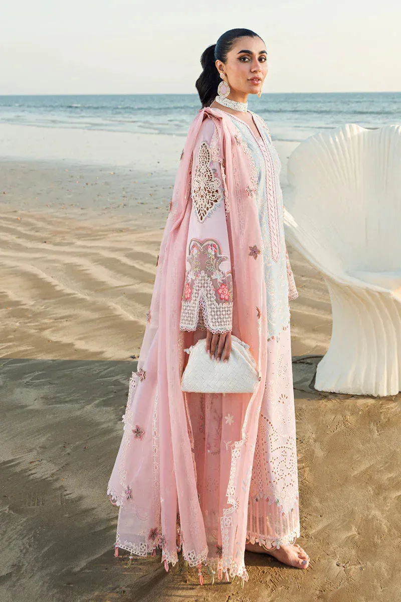 Qalamkar Sahil Luxury Lawn Light Pink Organza – view 3 – Poshaq