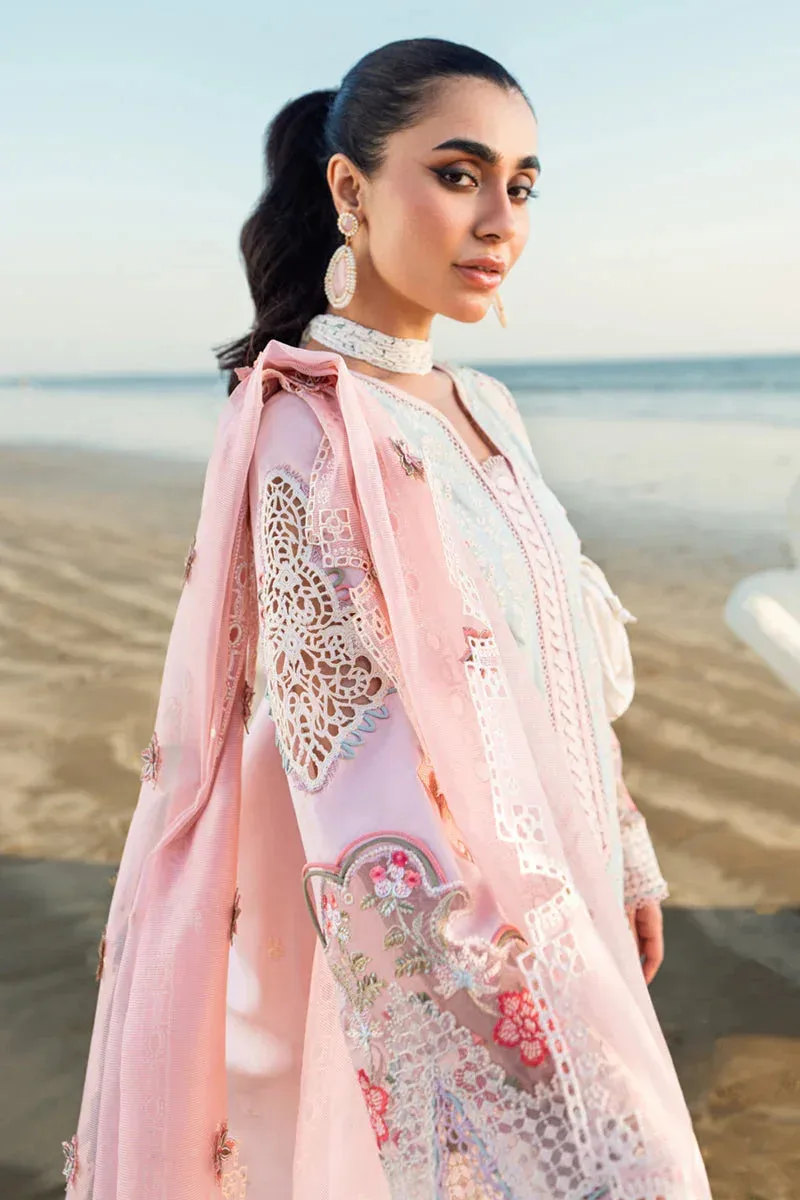 Qalamkar Sahil Luxury Lawn Light Pink Organza – view 4 – Poshaq