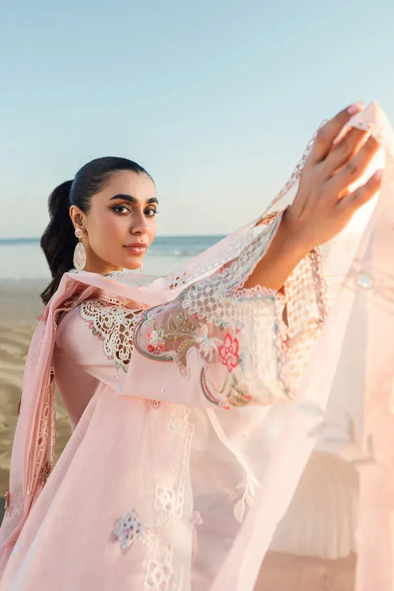 Qalamkar Sahil Luxury Lawn Light Pink Organza – view 5 – Poshaq
