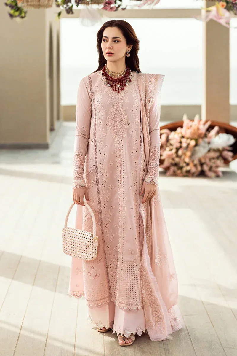 Qalamkar Sahil Luxury Lawn Pinkish Gray Chiffon – view 1 – Poshaq