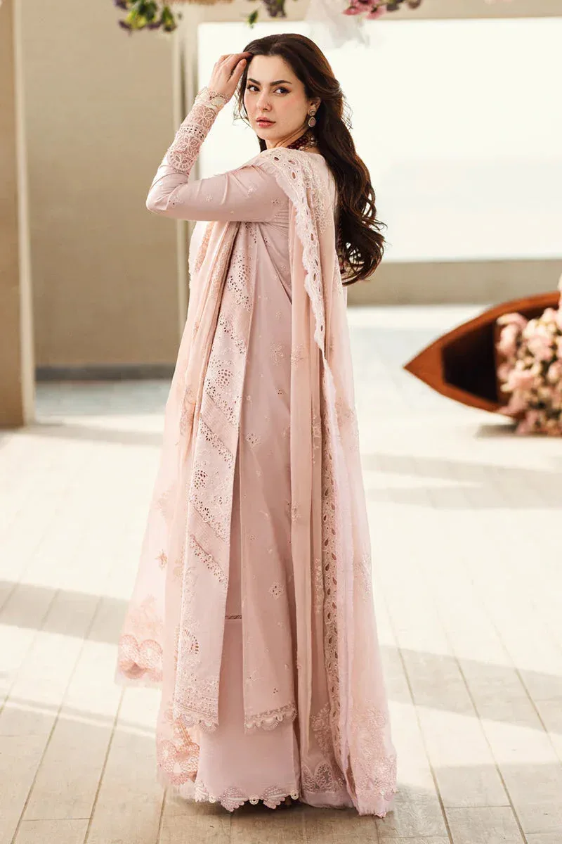 Qalamkar Sahil Luxury Lawn Pinkish Gray Chiffon – view 2 – Poshaq