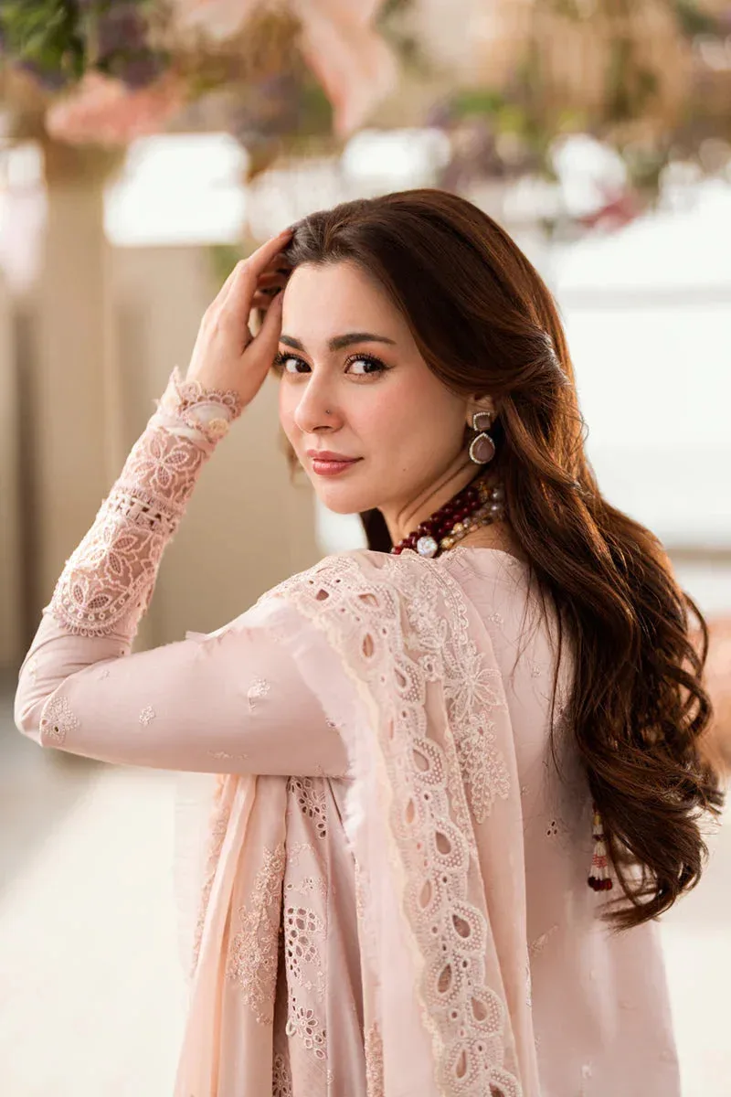 Qalamkar Sahil Luxury Lawn Pinkish Gray Chiffon – view 3 – Poshaq