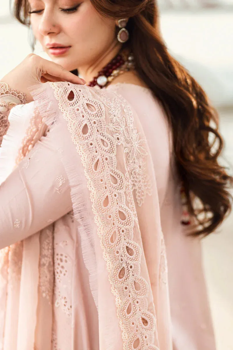Qalamkar Sahil Luxury Lawn Pinkish Gray Chiffon – view 4 – Poshaq