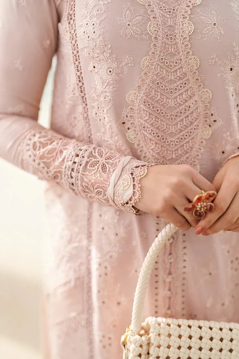 Qalamkar Sahil Luxury Lawn Pinkish Gray Chiffon – view 5 – Poshaq