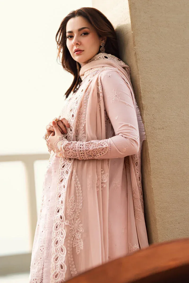 Qalamkar Sahil Luxury Lawn Pinkish Gray Chiffon – view 6 – Poshaq