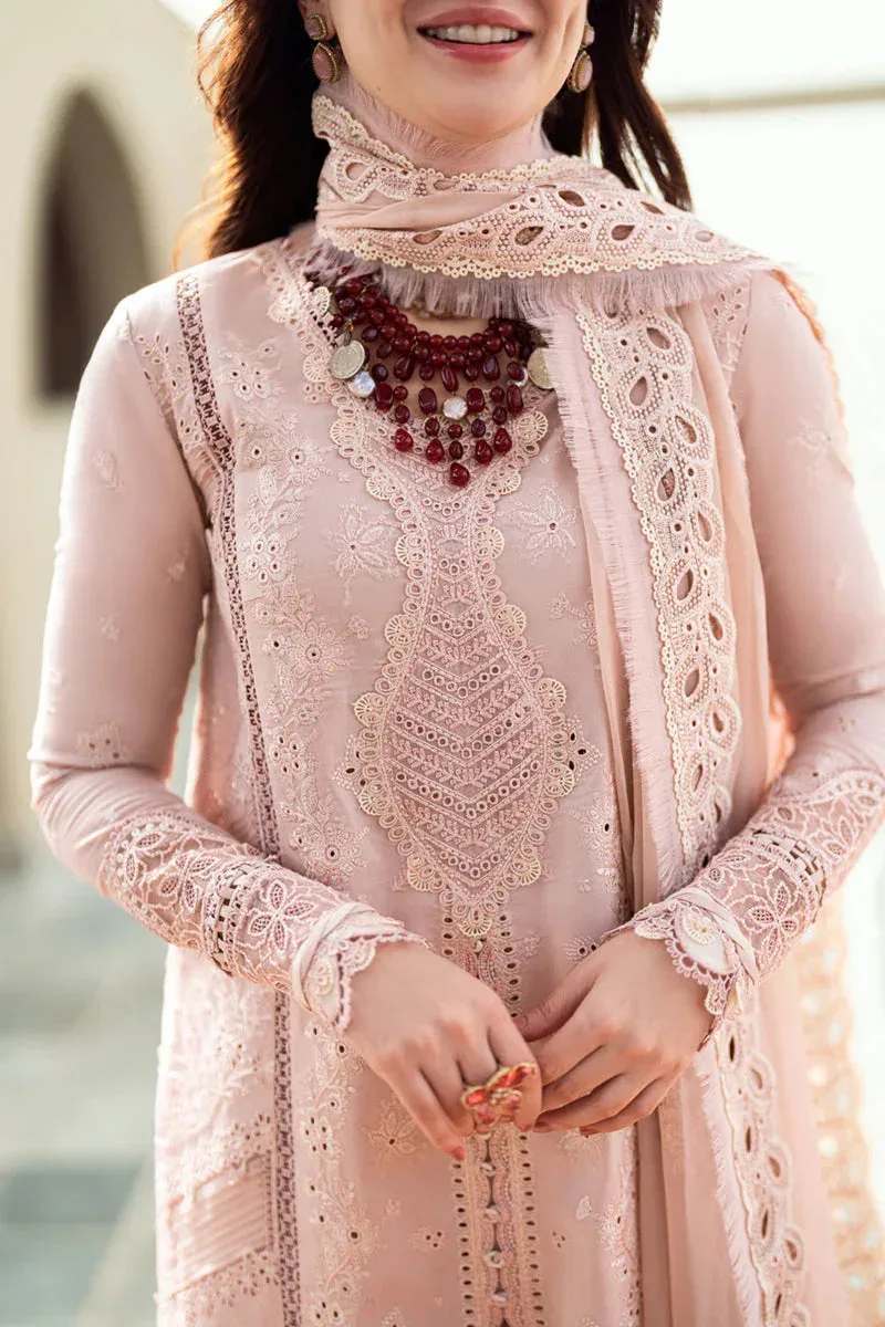 Qalamkar Sahil Luxury Lawn Pinkish Gray Chiffon – view 7 – Poshaq