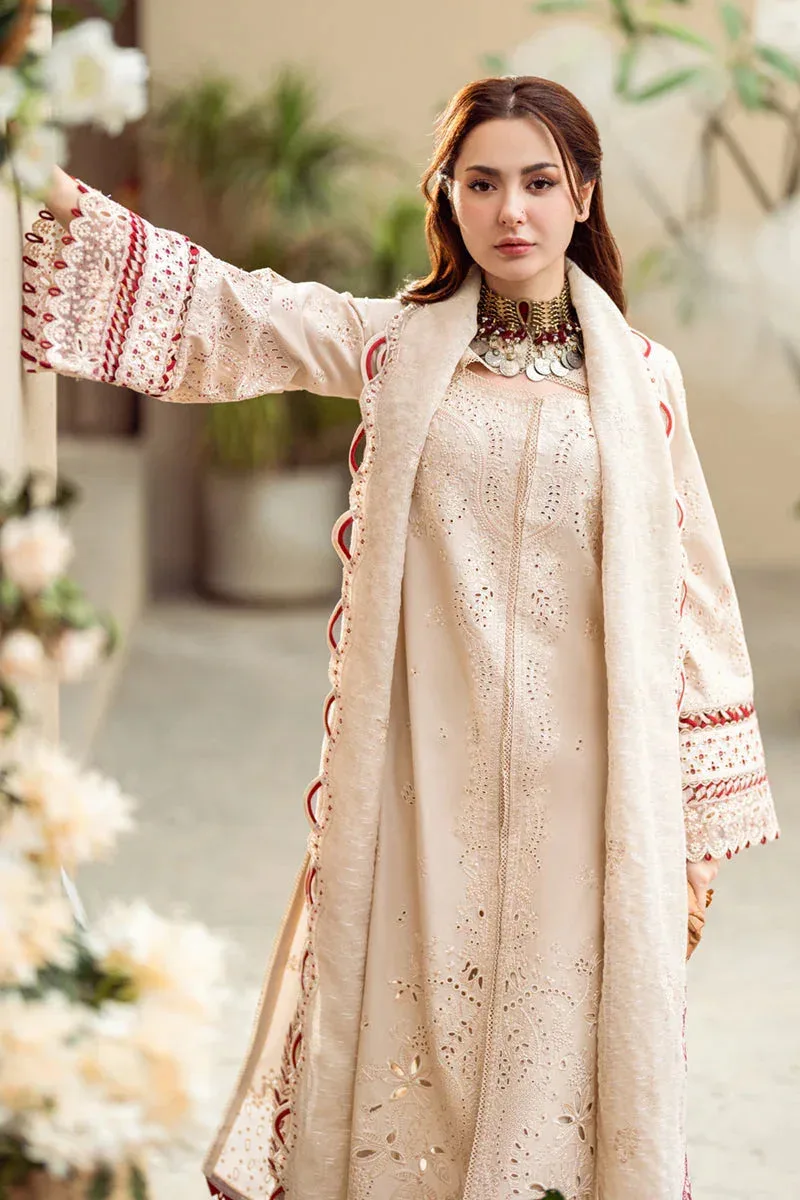 Qalamkar Sahil Luxury Lawn Beige Jacquard – view 1 – Poshaq