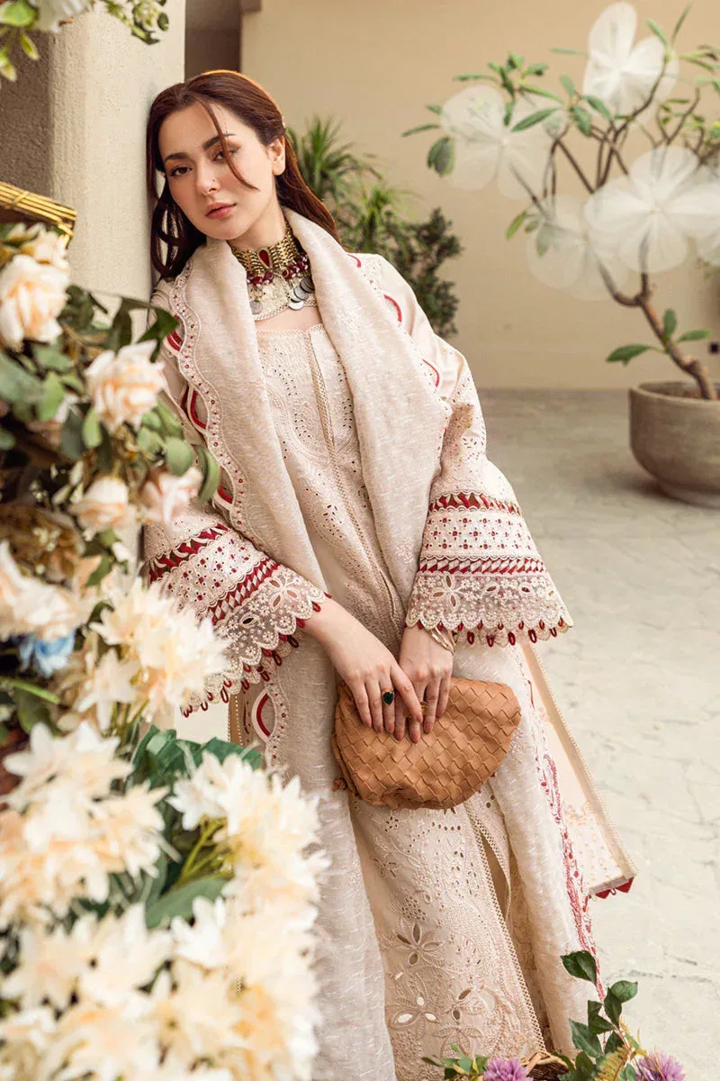 Qalamkar Sahil Luxury Lawn Beige Jacquard – view 2 – Poshaq