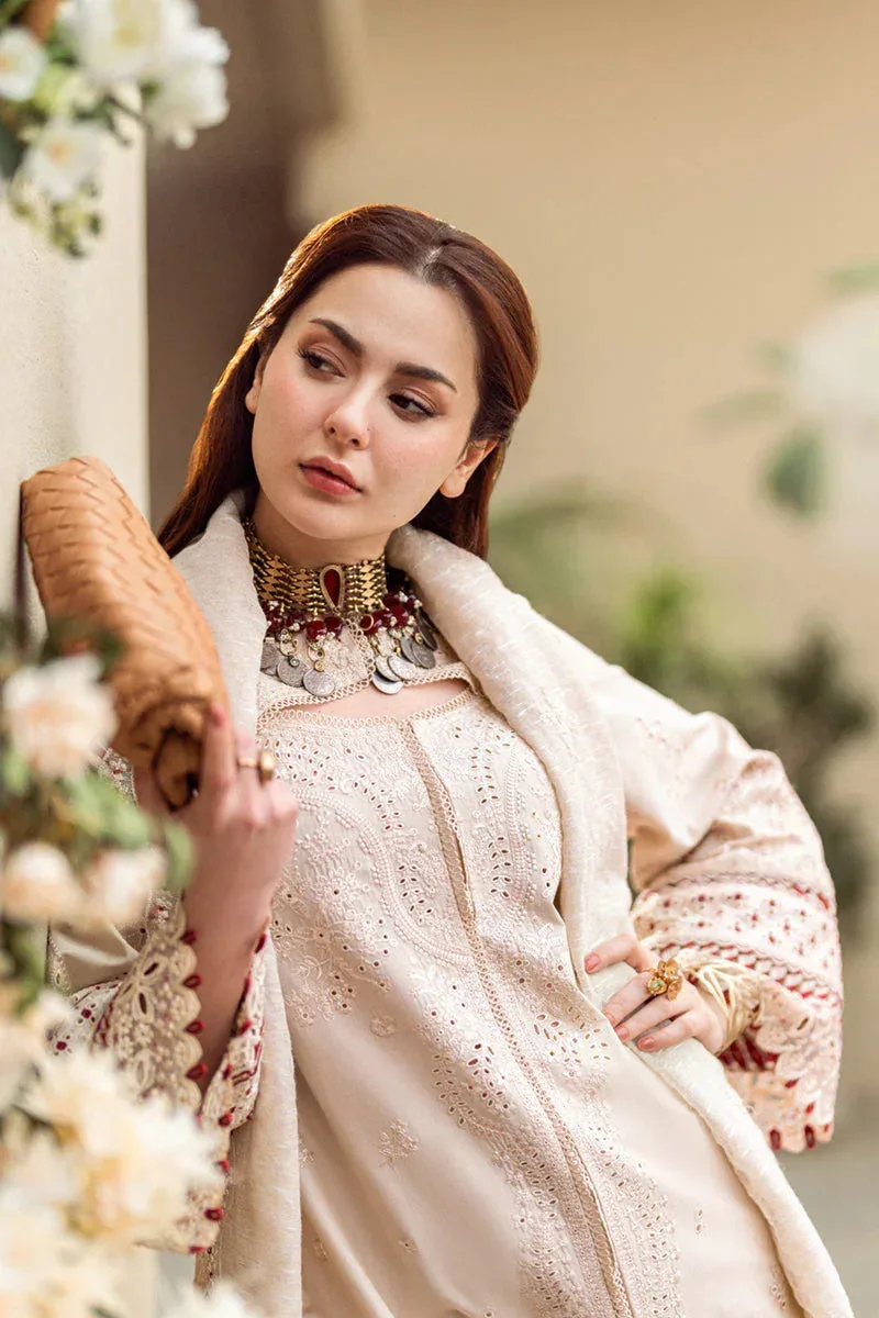 Qalamkar Sahil Luxury Lawn Beige Jacquard – view 4 – Poshaq