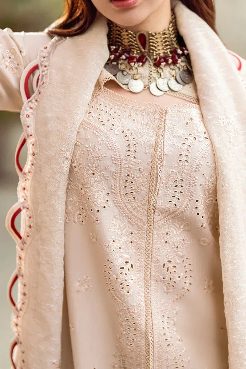 Qalamkar Sahil Luxury Lawn Beige Jacquard – view 5 – Poshaq