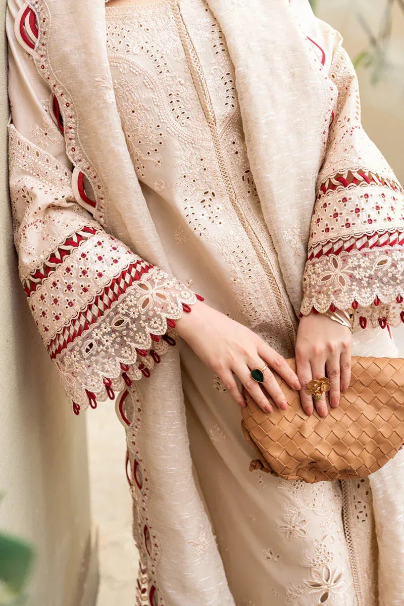 Qalamkar Sahil Luxury Lawn Beige Jacquard – view 6 – Poshaq
