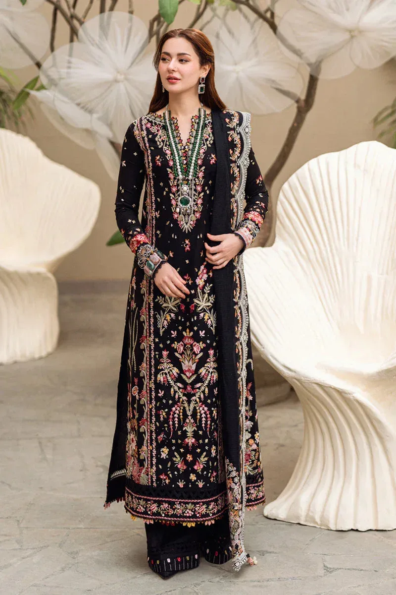 Qalamkar Sahil Luxury Lawn Black Jacquard – view 1 – Poshaq