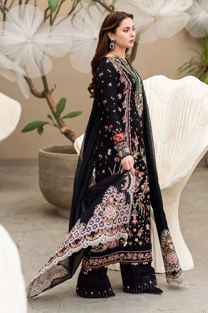 Qalamkar Sahil Luxury Lawn Black Jacquard – view 2 – Poshaq