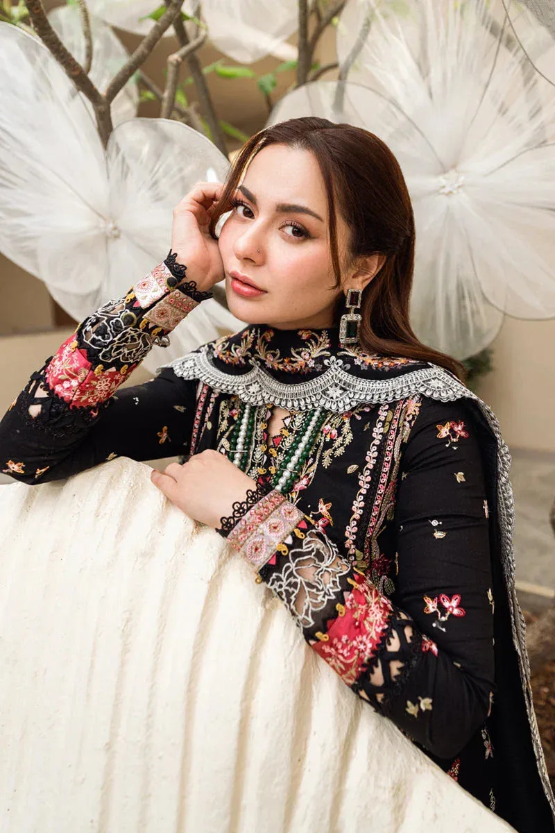 Qalamkar Sahil Luxury Lawn Black Jacquard – view 3 – Poshaq