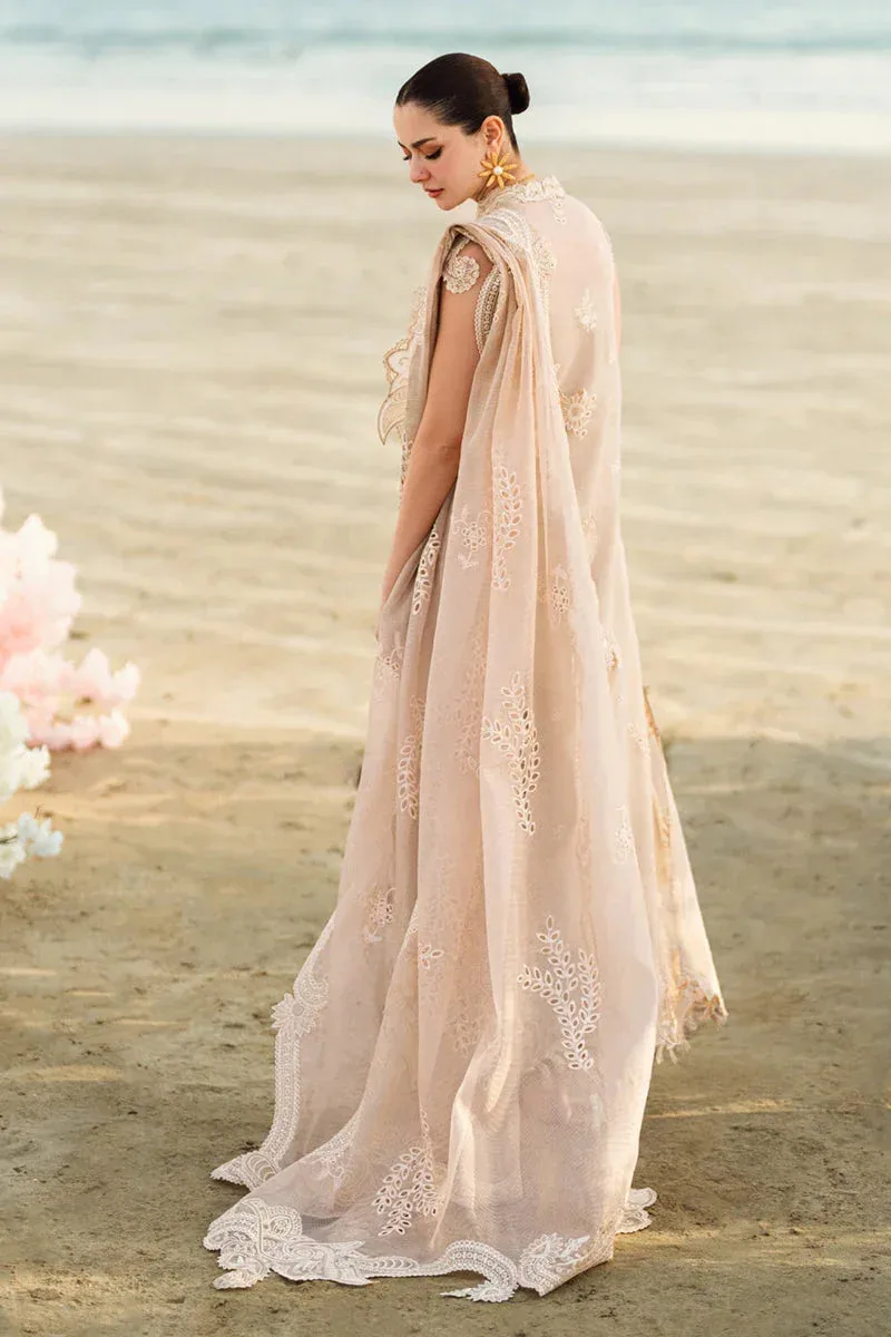 Qalamkar Sahil Luxury Lawn Nude Peach Jacquard – view 2 – Poshaq
