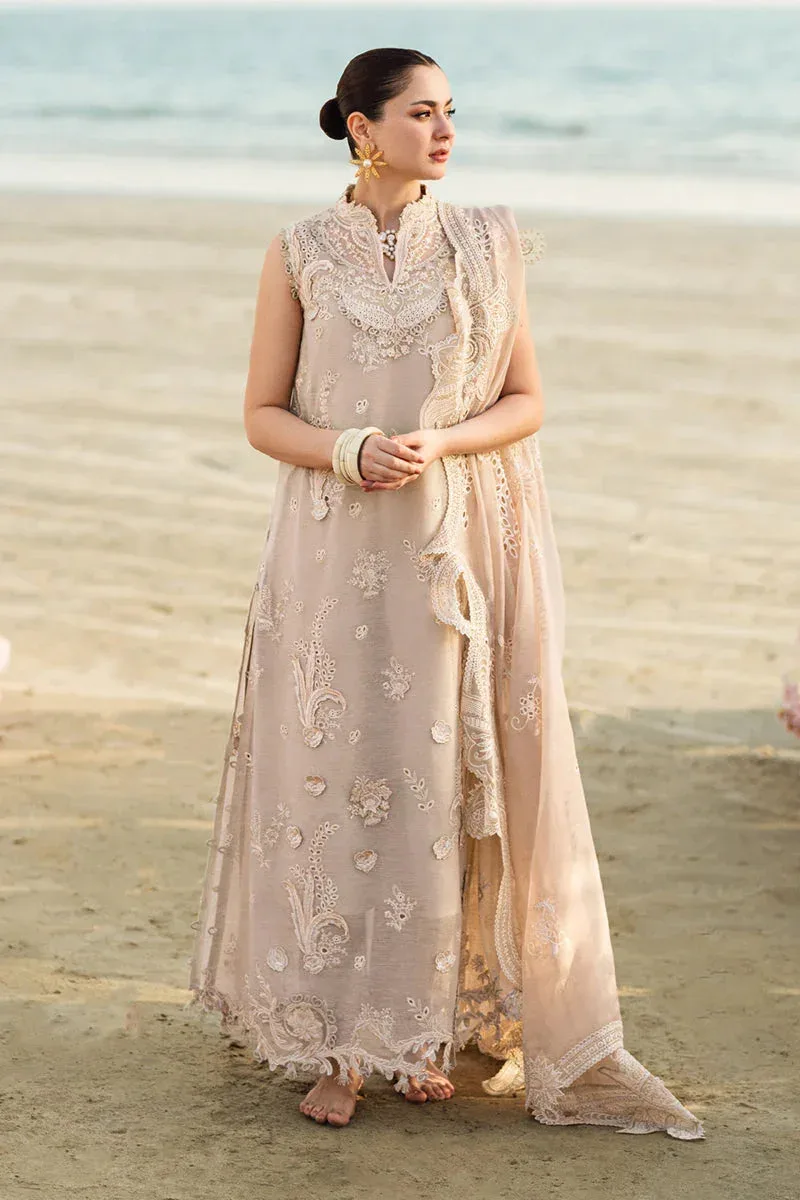Qalamkar Sahil Luxury Lawn Nude Peach Jacquard – view 5 – Poshaq