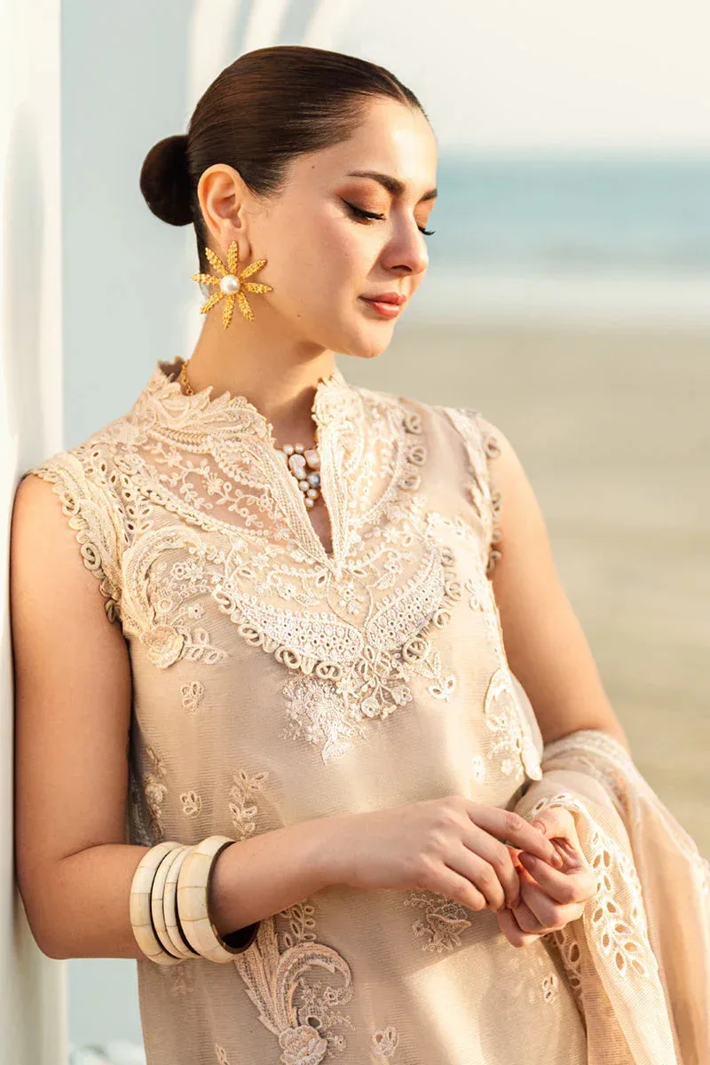 Qalamkar Sahil Luxury Lawn Nude Peach Jacquard – view 6 – Poshaq