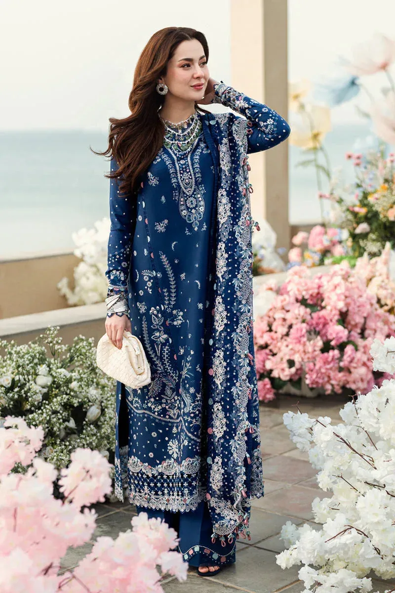 Qalamkar Sahil Luxury Lawn Blue Jacquard – view 1 – Poshaq