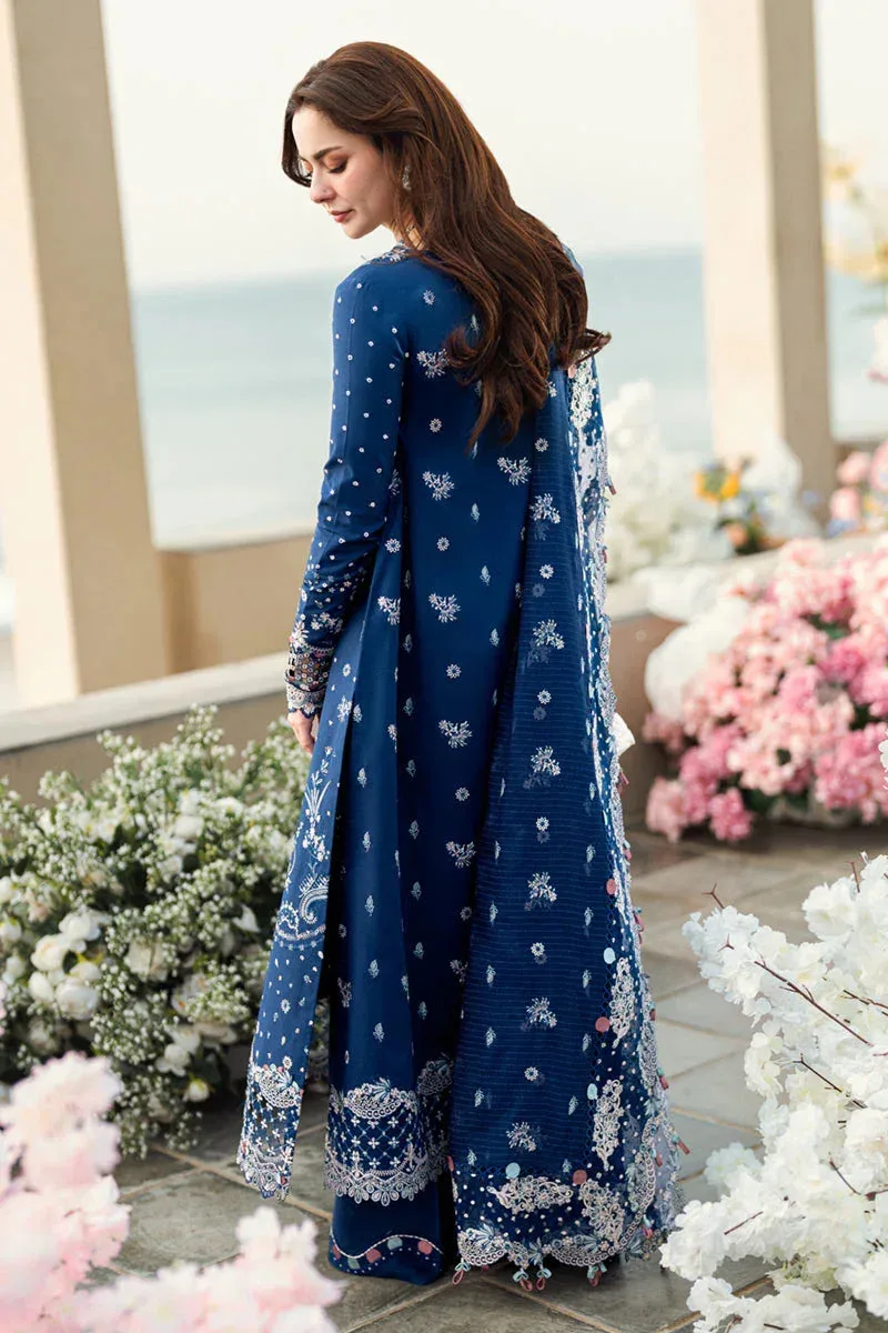 Qalamkar Sahil Luxury Lawn Blue Jacquard – view 3 – Poshaq