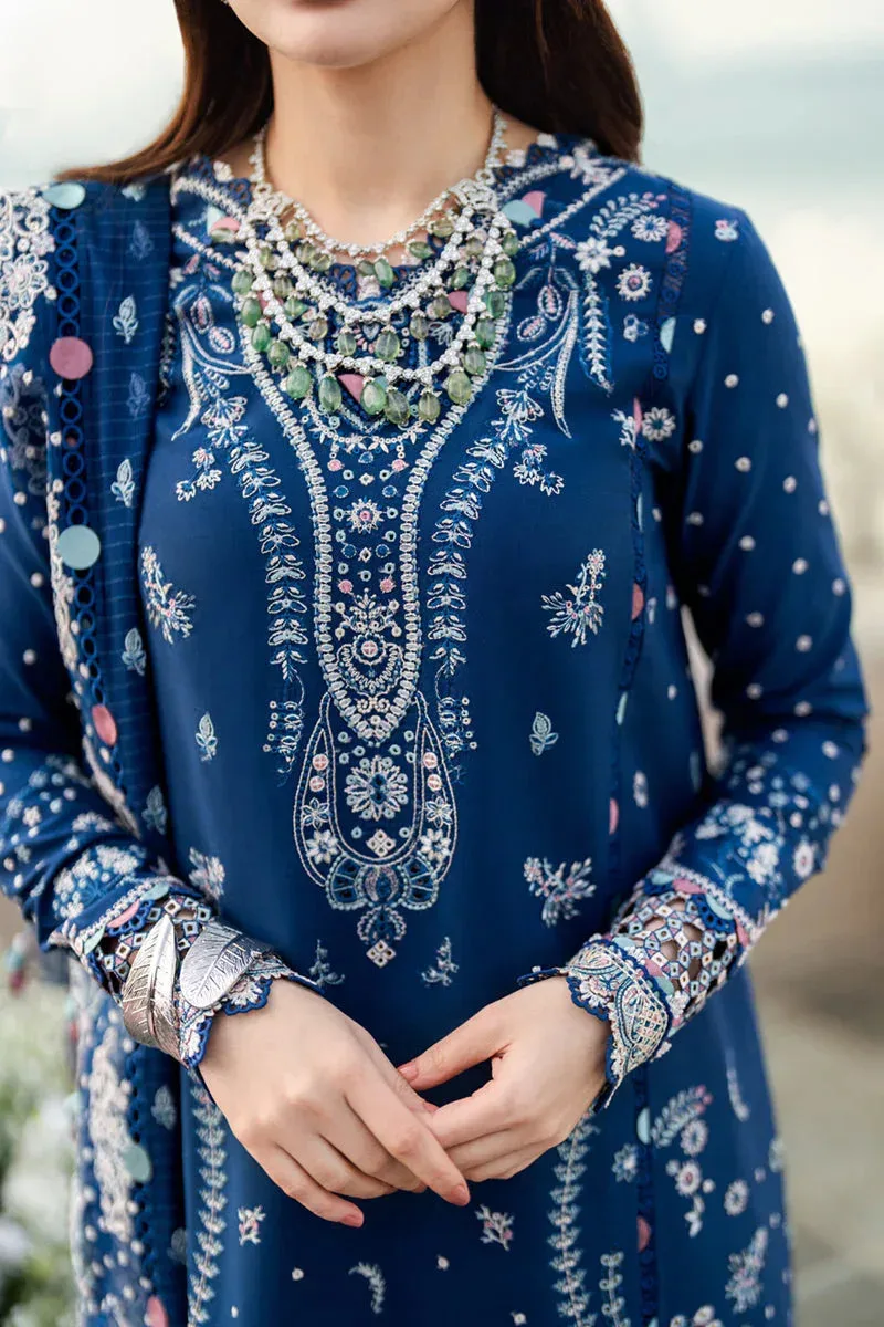 Qalamkar Sahil Luxury Lawn Blue Jacquard – view 5 – Poshaq