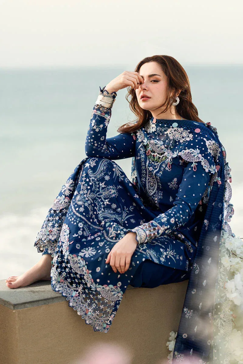 Qalamkar Sahil Luxury Lawn Blue Jacquard – view 6 – Poshaq